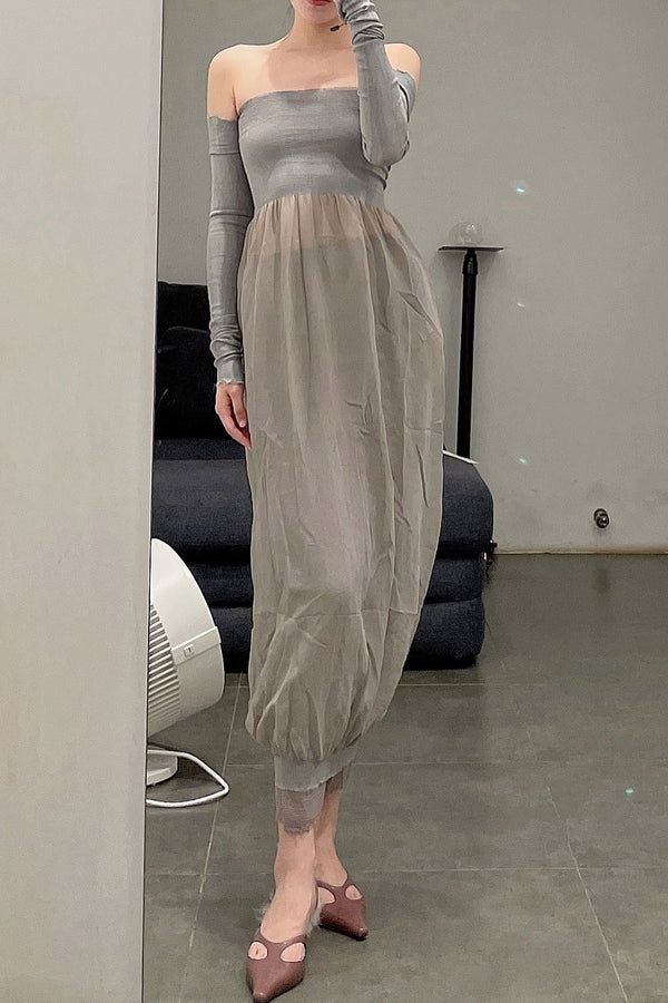 marc le bihan strapless tube top dress 21944-E21 GREY